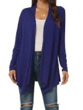 Elle NAVy Blue Soft T Shirt Cardi with Sheer Hem